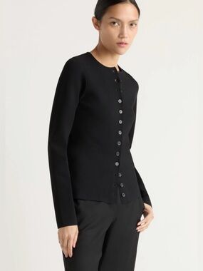 Modern Citizen Charla Button Milano-Stitch Sweater in Black